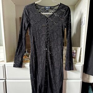 Anthropologie Black Long Sleeve Lace Dress